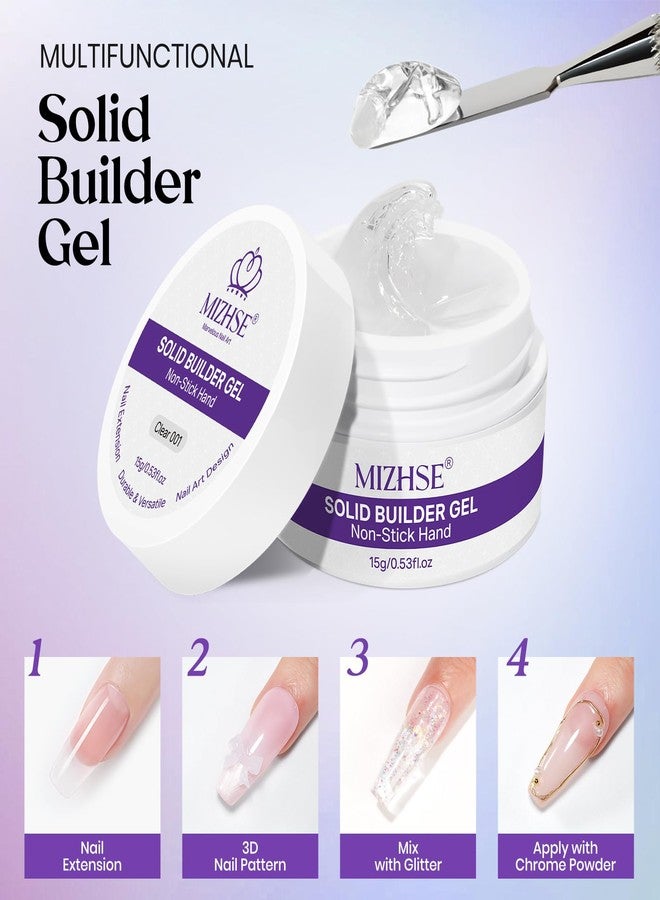 MIZHSE Solid Builder Gel for Nails, Non-Sticky Clear and White 3D Nail Art, Sculpting Building Hard Gel with Dual Form Silicone Pen for Carving Patterns Decoration Nail Art Manicure Home DIY - Image 3